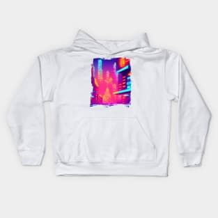 Cool Japanese Neon City Kids Hoodie